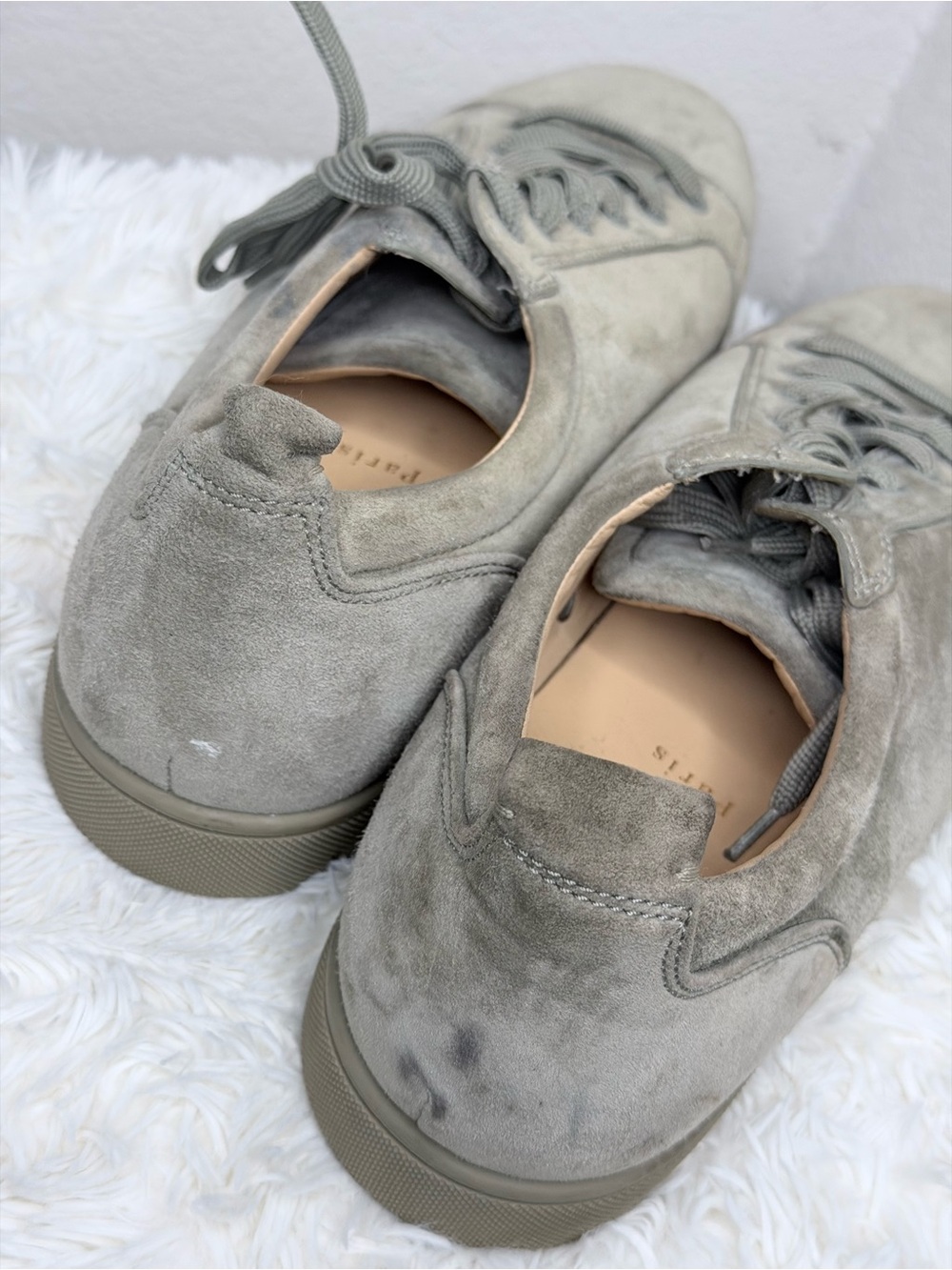 Christian Louboutin Men's Suede Sneakers in Gray